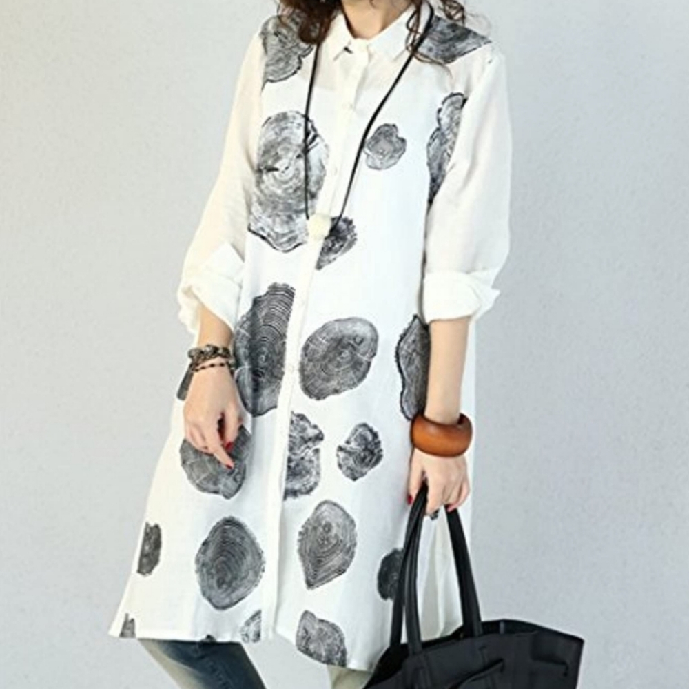 YesNo linen flared shirt dress tunic